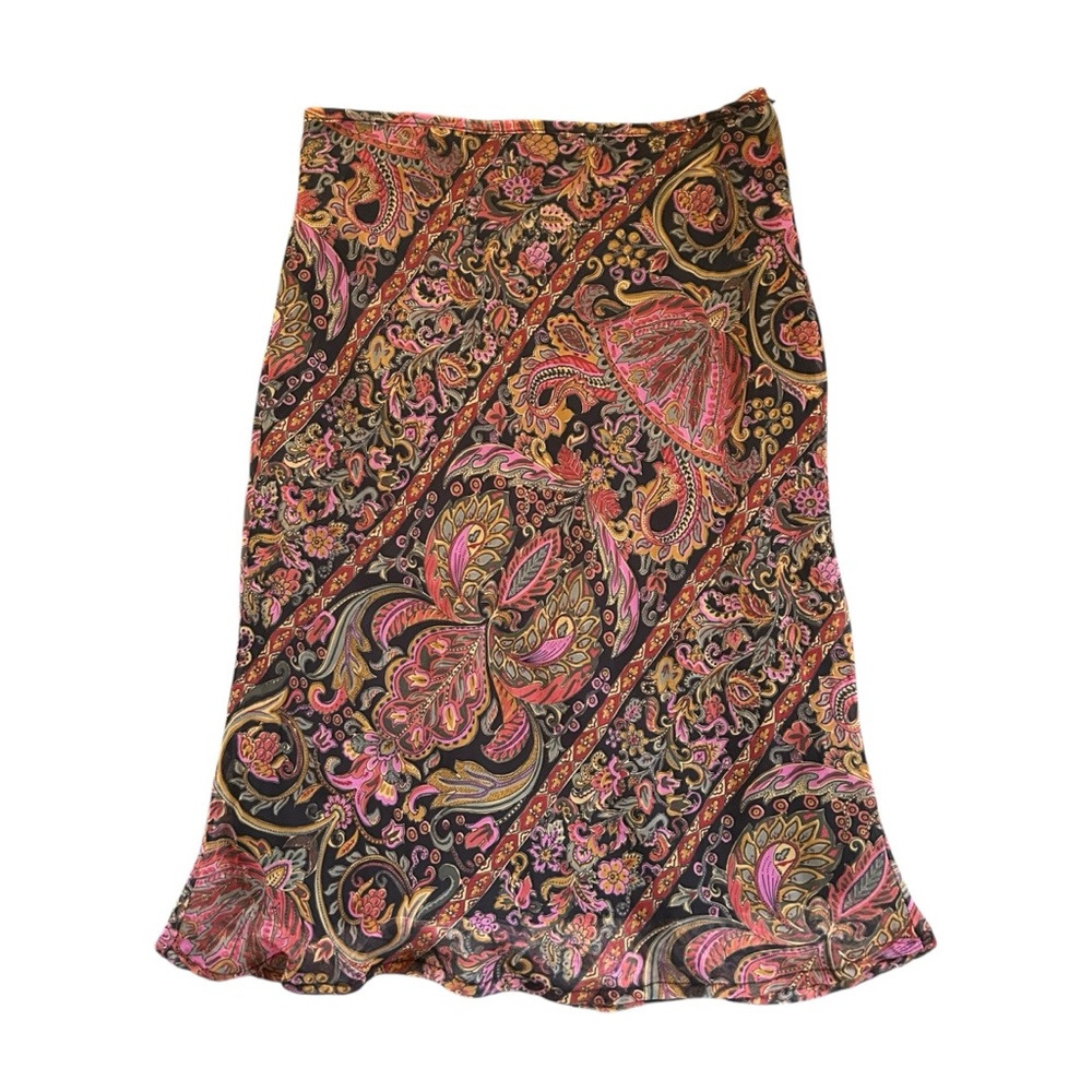 Vintage 90s Y2K Paisley Floral Midi Skirt Fairy Grunge Whimsigoth Autumn Size 13
